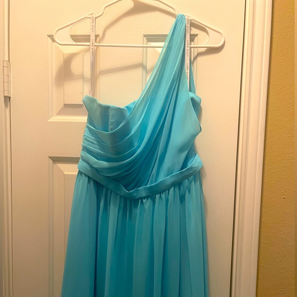 Beautiful blue one shoulder bridesmaid dress